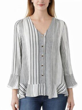 Ivanka Trump Top Size Large Bell Sleeve Stripe